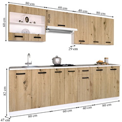 Комплект кухни с бытовой техникой Samanta Exclusive 2 2.6m White/Artisan Oak + Wolser WL- F 6400 EN Inox + Tornado Solano 860 (60) IX LED Inox Thumb