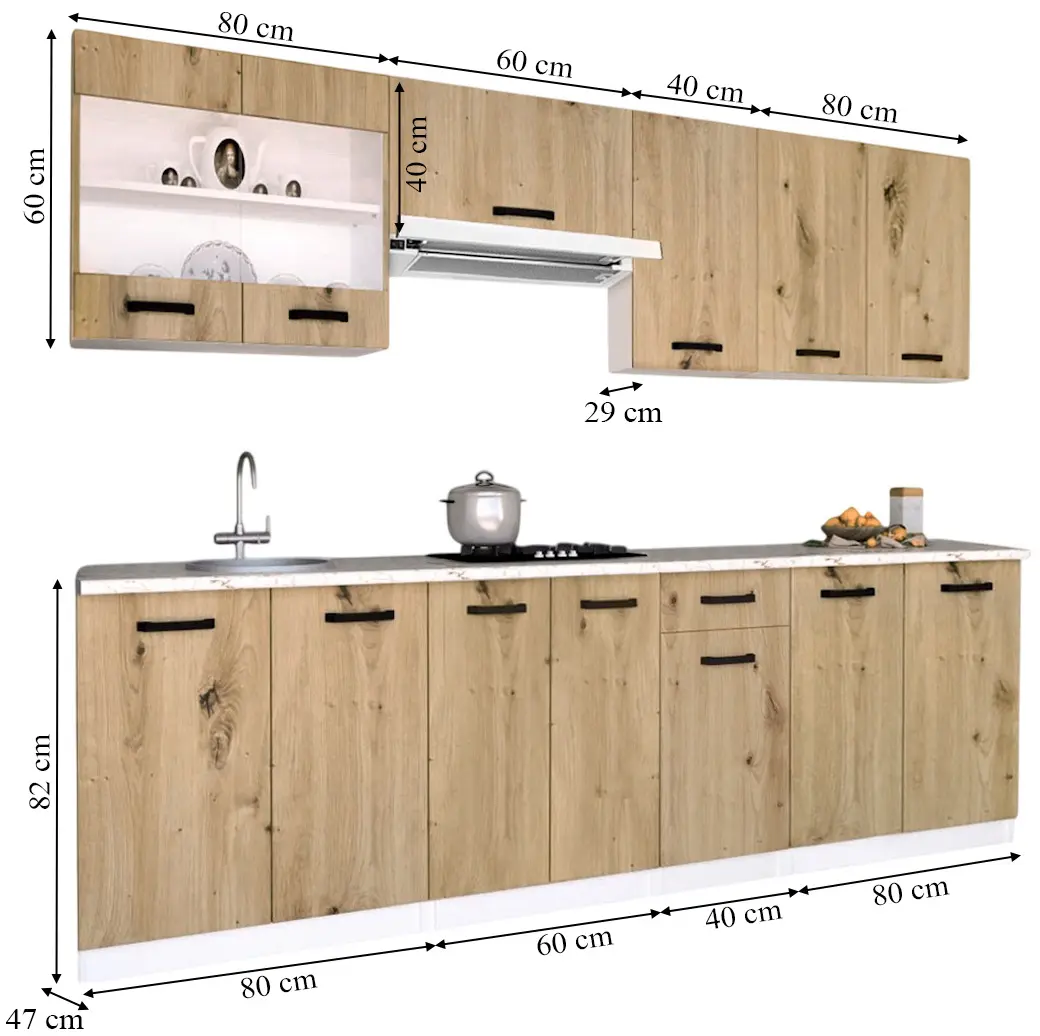 Комплект кухни с бытовой техникой Samanta Exclusive 2 2.6m White/Artisan Oak + Wolser WL- F 6400 EN Inox + Tornado Solano 860 (60) IX LED Inox