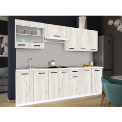 Set de bucatarie cu electrocasnice Samanta Exclusive 2 2.6m White/White Craft Oak + Wolser WL-F 6400 EN Black + Tornado Solano 860 (60) IX LED Inox Thumb