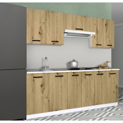 Set de bucatarie cu electrocasnice Samanta Exclusive 2 2m White/Artisan Oak + Wolser WL- F 6400 EN Inox + Tornado Solano 860 (60) IX LED Inox Thumb