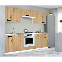 Set de bucatarie cu electrocasnice Samanta Exclusive 3 2.2m White/Artisan Oak + Wolser WL-AM 672 Inox + WL- F 6400 EN Inox + Tornado Solano 860 (60) IX LED Inox Thumb