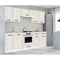 Комплект кухни с бытовой техникой Samanta Exclusive 3 2.2m White/White Craft Oak + Wolser WL-AM 672 Black + WL-F 6400 EN Black + Tornado Solano 860 (60) IX LED Inox Thumb