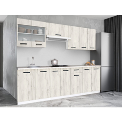 Set de bucatarie cu electrocasnice Samanta Exclusive 3 2.4m White/White Craft Oak + Wolser WL-F 6400 EN Black + Tornado Solano 860 (60) IX LED Inox Thumb