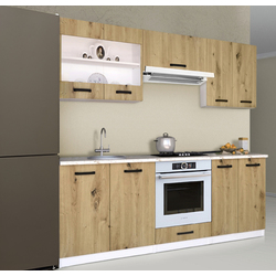 Set de bucatarie cu electrocasnice Samanta Exclusive 3 2m White/Artisan Oak + Wolser WL-AM 672 Inox + WL- F 6400 EN Inox + Tornado Solano 860 (60) IX LED Inox Thumb