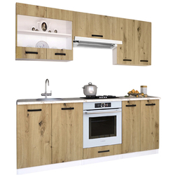 Set de bucatarie cu electrocasnice Samanta Exclusive 3 2m White/Artisan Oak + Wolser WL-AM 672 Inox + WL- F 6400 EN Inox + Tornado Solano 860 (60) IX LED Inox Thumb