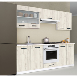 Комплект кухни с бытовой техникой Samanta Exclusive 3 2m White/White Craft Oak + Wolser WL-AM 672 Black + WL-F 6400 EN Black + Tornado Solano 860 (60) IX LED Inox Thumb