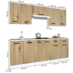 Set de bucatarie cu electrocasnice Samanta Exclusive 4 2.2m White/Artisan Oak + Wolser WL- F 6400 EN Inox + Tornado Solano 860 (60) IX LED Inox Thumb