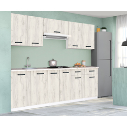 Set de bucatarie cu electrocasnice Samanta Exclusive 4 2.2m White/White Craft Oak + Wolser WL-F 6400 EN Black + Tornado Solano 860 (60) IX LED Inox Thumb