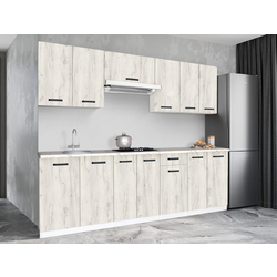 Комплект кухни с бытовой техникой Samanta Exclusive 4 2.4m White/White Craft Oak + Wolser WL-F 6400 EN Black + Tornado Solano 860 (60) IX LED Inox Thumb