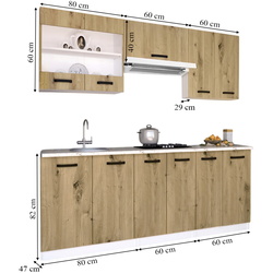 Set de bucatarie cu electrocasnice Samanta Exclusive 4 2m White/Artisan Oak + Wolser WL- F 6400 EN Inox + Tornado Solano 860 (60) IX LED Inox Thumb