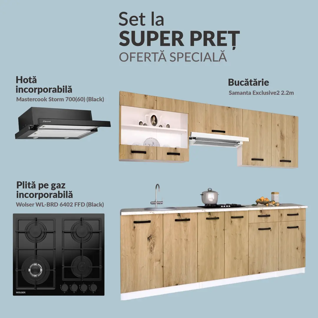 Set de bucatarie cu electrocasnice Samanta Exclusive2 2.2m Base Pack 2