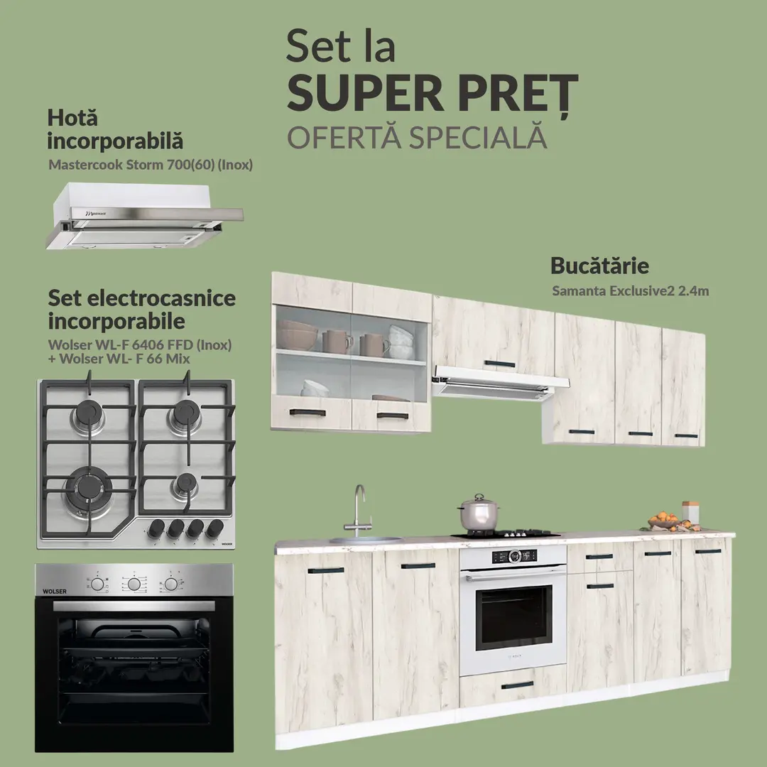 Set de bucatarie cu electrocasnice Samanta Exclusive2 2.4m Full Pack 1
