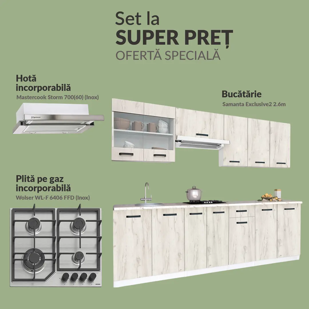 Set de bucatarie cu electrocasnice Samanta Exclusive2 2.6m Base Pack 1