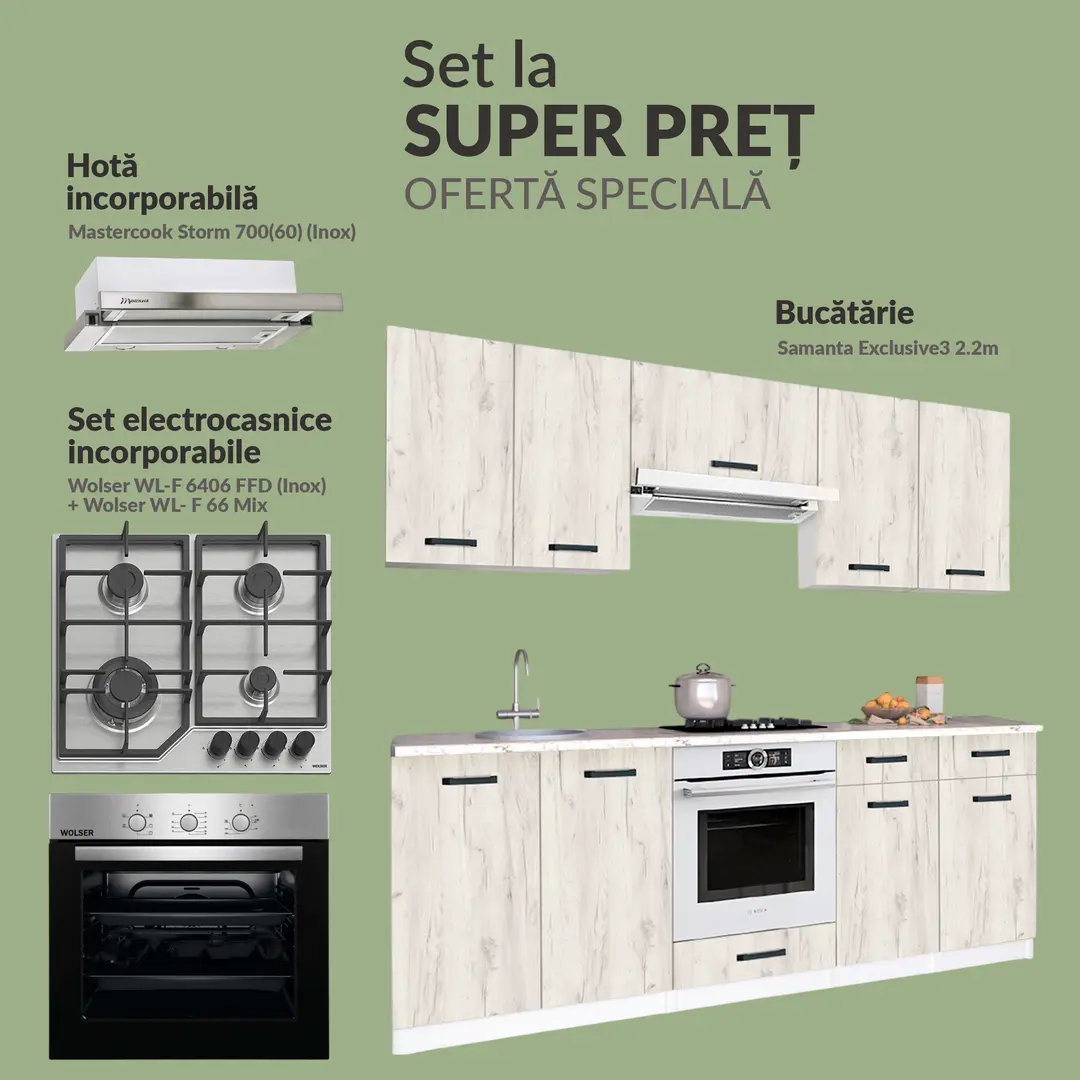 Set de bucatarie cu electrocasnice Samanta Exclusive3 2.2m Full Pack 1
