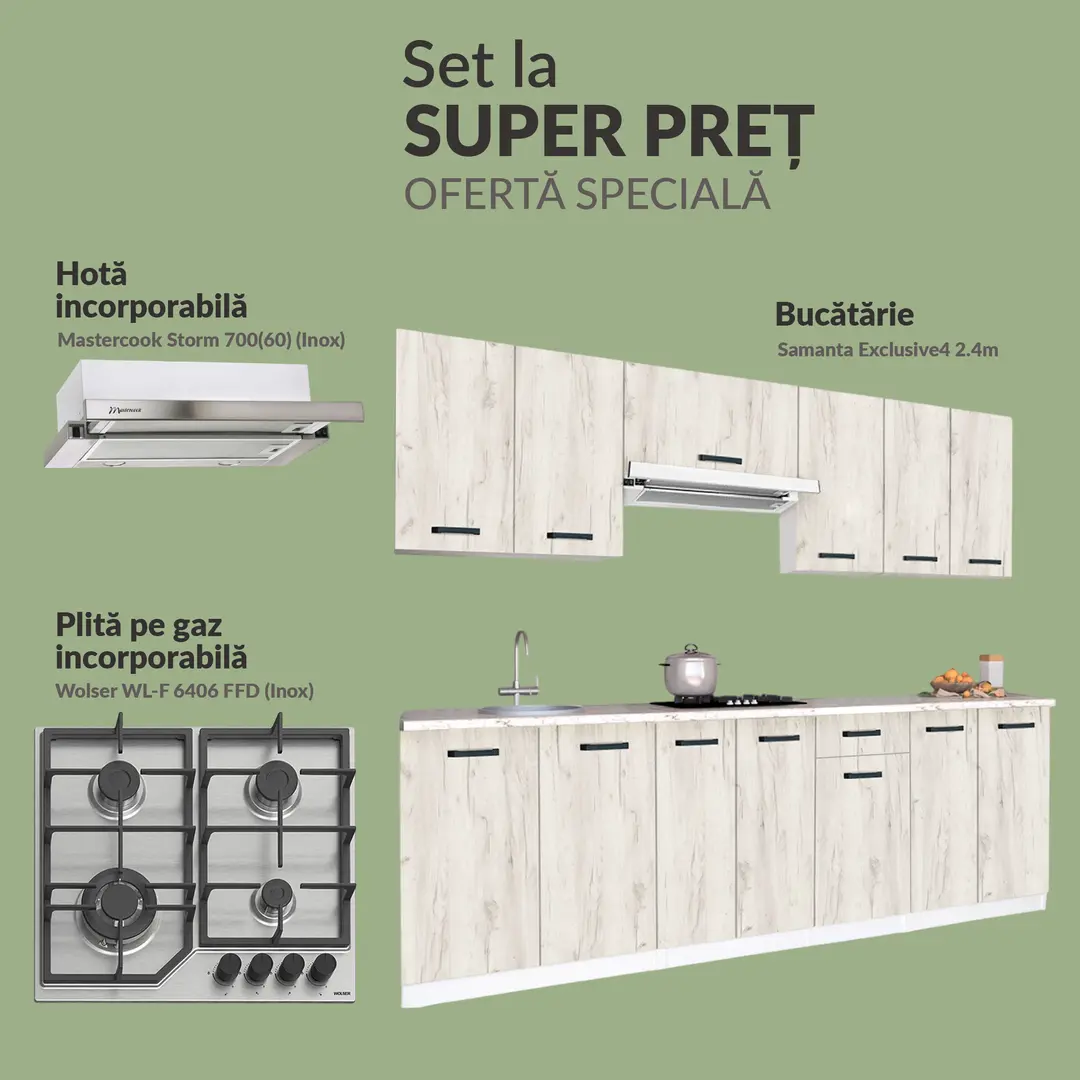 Set de bucatarie cu electrocasnice Samanta Exclusive4 2.4m Base Pack 1