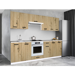 Set de bucatarie cu electrocasnice Samanta Exclusive 1 2.4m White/Artisan Oak + Wolser WL-AM 672 Inox + WL- F 6400 EN Inox + Tornado Solano 860 (60) IX LED Inox Thumb