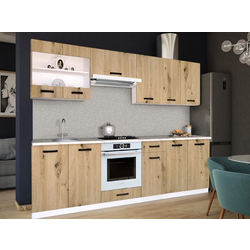 Set de bucatarie cu electrocasnice Samanta Exclusive 1 2.6m White/Artisan Oak + Wolser WL-AM 672 Inox + WL- F 6400 EN Inox + Tornado Solano 860 (60) IX LED Inox Thumb
