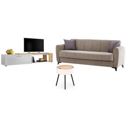 Комплект мебели ASM Maze II WWT MZ2 31 White Matt/Wotan Oak + Fabulous Delhi 3-местный 06-003 Cappuccino + Halmar Aura White