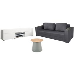 Set mobila Bratex Carrera 180 White/White Gloss + Modern Soft Alaska 10 Dark Gray + Halmar Azzura-S Natural/Gray