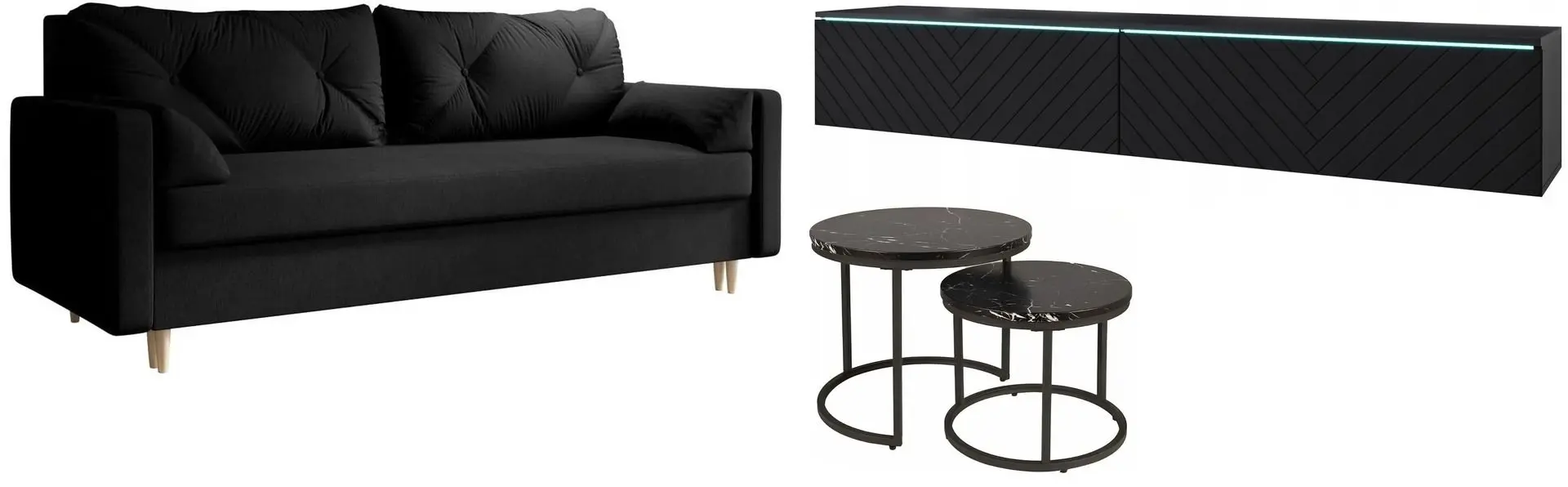 Set mobila Bratex D180 Black/Black Graphite + Space Meble Astra Cosmic 100 Black + Signal Amaro Black Marble/Black