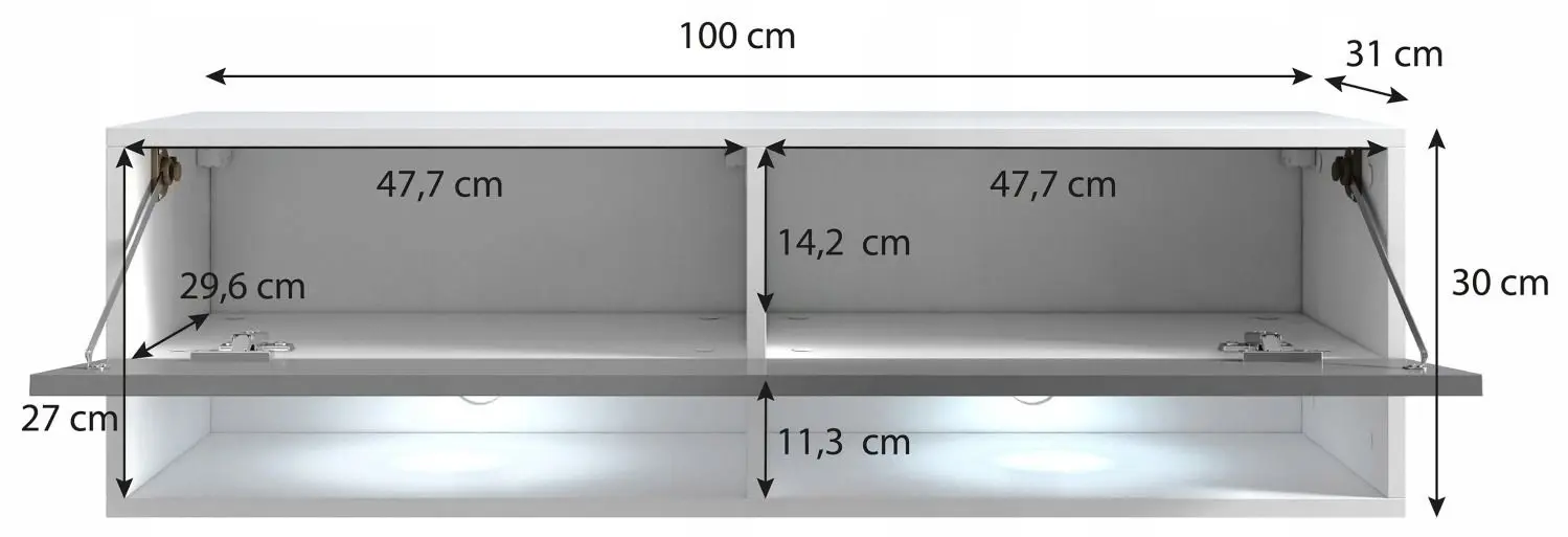Set mobila Bratex Lowboard A 100 Wotan Oak/Black Gloss + Modern Aqua Alaska Wild Mustang Dark Brown + Prosperplast Clubo Anthracite