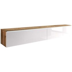 Комплект мебели Bratex Lowboard D 180 Wotan Oak/White Gloss + Fabulous Mese 3-местный 67-100 Beige + Halmar Aura White Thumb