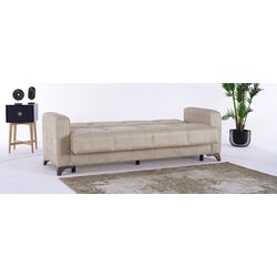 Комплект мебели Bratex Lowboard D 180 Wotan Oak/White Gloss + Fabulous Mese 3-местный 67-100 Beige + Halmar Aura White Thumb