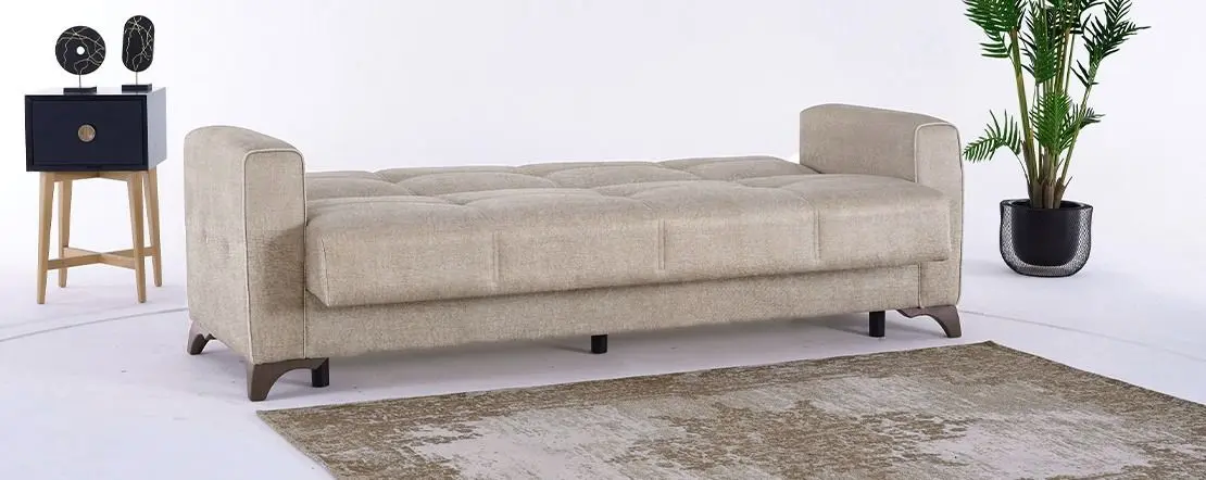 Комплект мебели Bratex Lowboard D 180 Wotan Oak/White Gloss + Fabulous Mese 3-местный 67-100 Beige + Halmar Aura White - 7