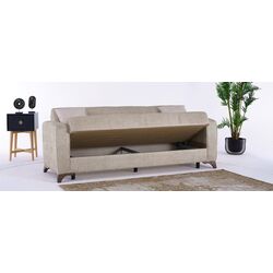 Комплект мебели Bratex Lowboard D 180 Wotan Oak/White Gloss + Fabulous Mese 3-местный 67-100 Beige + Halmar Aura White Thumb