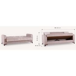 Комплект мебели Bratex Lowboard D 180 Wotan Oak/White Gloss + Fabulous Mese 3-местный 67-100 Beige + Halmar Aura White Thumb