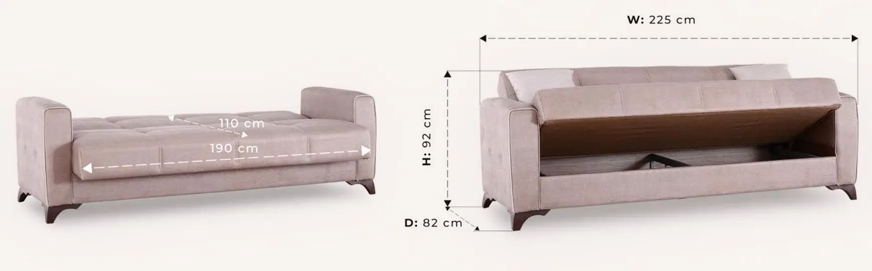 Комплект мебели Bratex Lowboard D 180 Wotan Oak/White Gloss + Fabulous Mese 3-местный 67-100 Beige + Halmar Aura White - 10