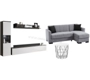 Комплект мебели Bratex Paris Matera/White Gloss + Fabulous Oasis 51-002 Gray Light + Halmar Mariffa White/Black