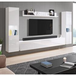 Set mobila Bratex Paris XL White/White Gloss + Space Meble Kansas Mikrofaza 15/Mikrofaza 31 Black/White + Signal Cleo White Thumb