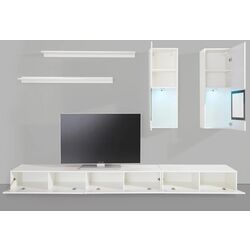 Set mobila Helvetia Baros №10 2.7м White/White Gloss + Modern Leader Alaska 10 Total Eclipse Dark Grey + Signal Muna Transparent/Chrome Thumb