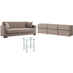 Set mobila Helvetia Cross 3D3S Congo/Black + Fabulous Marbella 3-locuri 06-002 Brown Light + Halmar Canaria Transparent