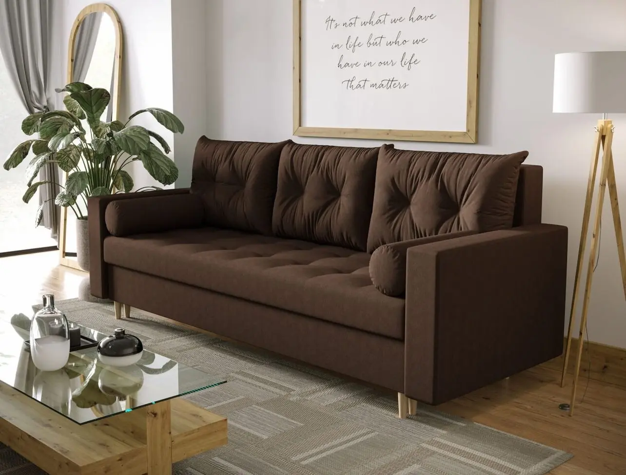 Set mobila Helvetia Cross 4D4S Congo/Black + Space Meble Skandi Cosmic 800 Brown + Signal Muna Transparent/Chrome