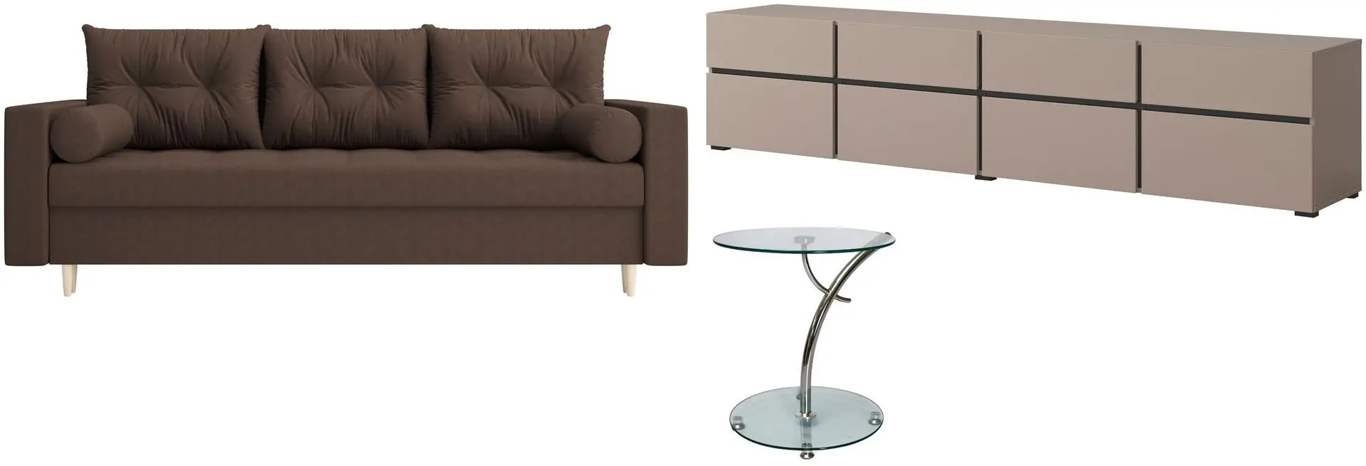 Set mobila Helvetia Cross 4D4S Congo/Black + Space Meble Skandi Cosmic 800 Brown + Signal Muna Transparent/Chrome