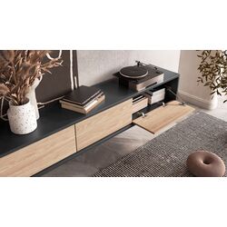 Комплект мебели Helvetia Frida 180 Oak/Anthracite + Space Meble Dakar L Mikrofaza 1024/D511 Gray/White + Costway NP11164 Black Thumb