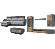 Комплект мебели Helvetia Roger №10 Gray/Wotan Oak + Platan Emil Dark Gray/Light-Gray + Toledo №99 1S Anthracite Gloss/Grandson Oak