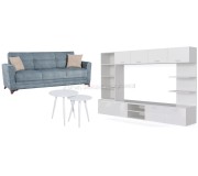 Комплект мебели Ideal Mobila Select White + Fabulous Cinar 3-местный 51-100 Gray-Blue + Signal Cleo White