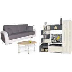 Комплект мебели Modern Bari Anthracite/Craft Oak White + Platan Magda 96 White/Graphite + Halmar Medea Sonoma Oak/White