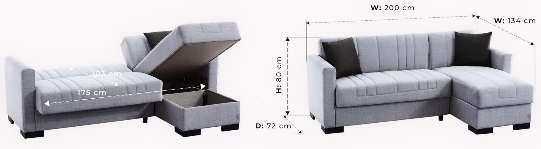 Set mobila Smad Luxi (White Gloss/Gray Light)