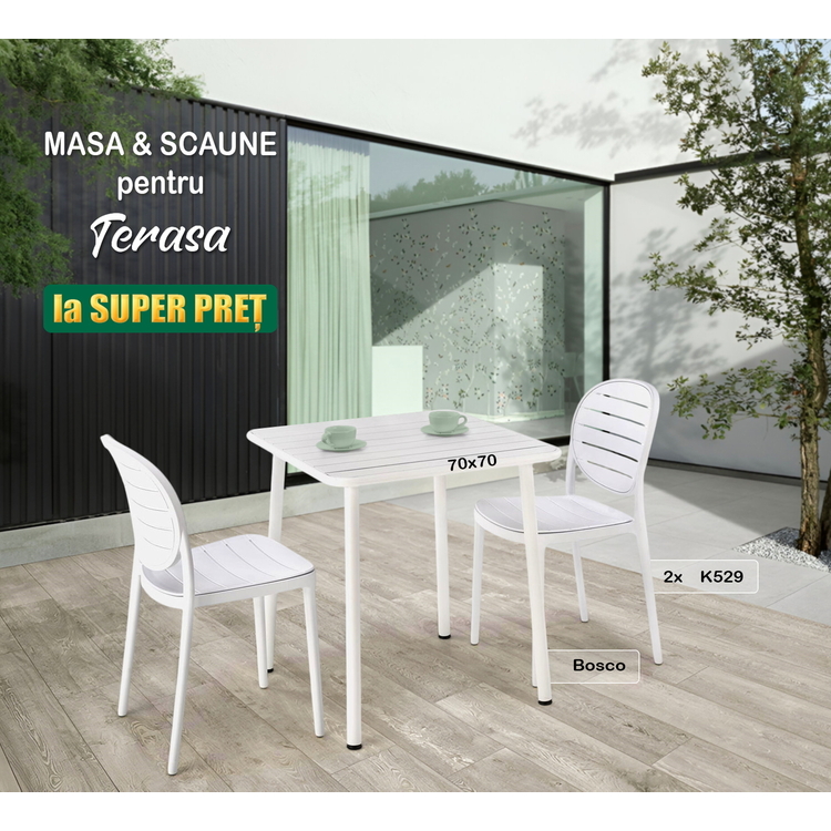 Set mobilier pentru terasa Halmar Bosco 70x70 + K529 1+2 (White)