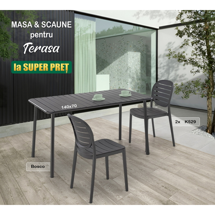 Set mobilier pentru terasa Halmar Bosco + K529 1+2 (Black)