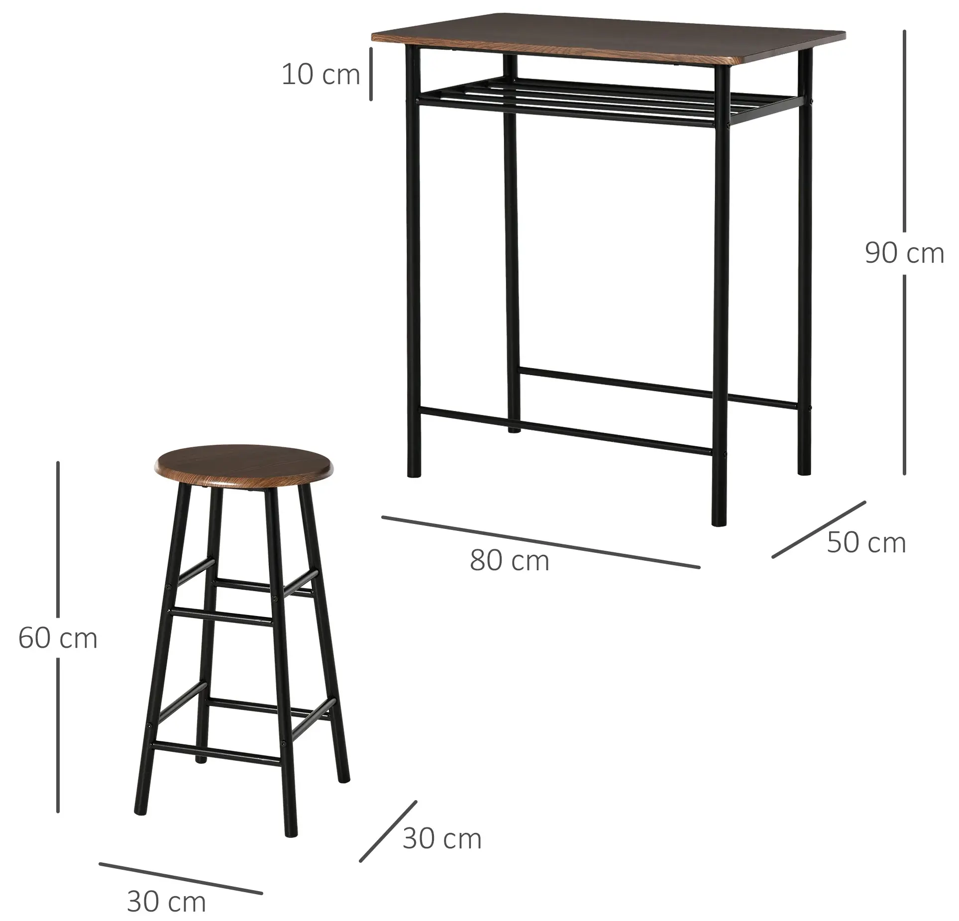 Set mobilier de bar Homcom 835-297BK (Black/Oak) - 4