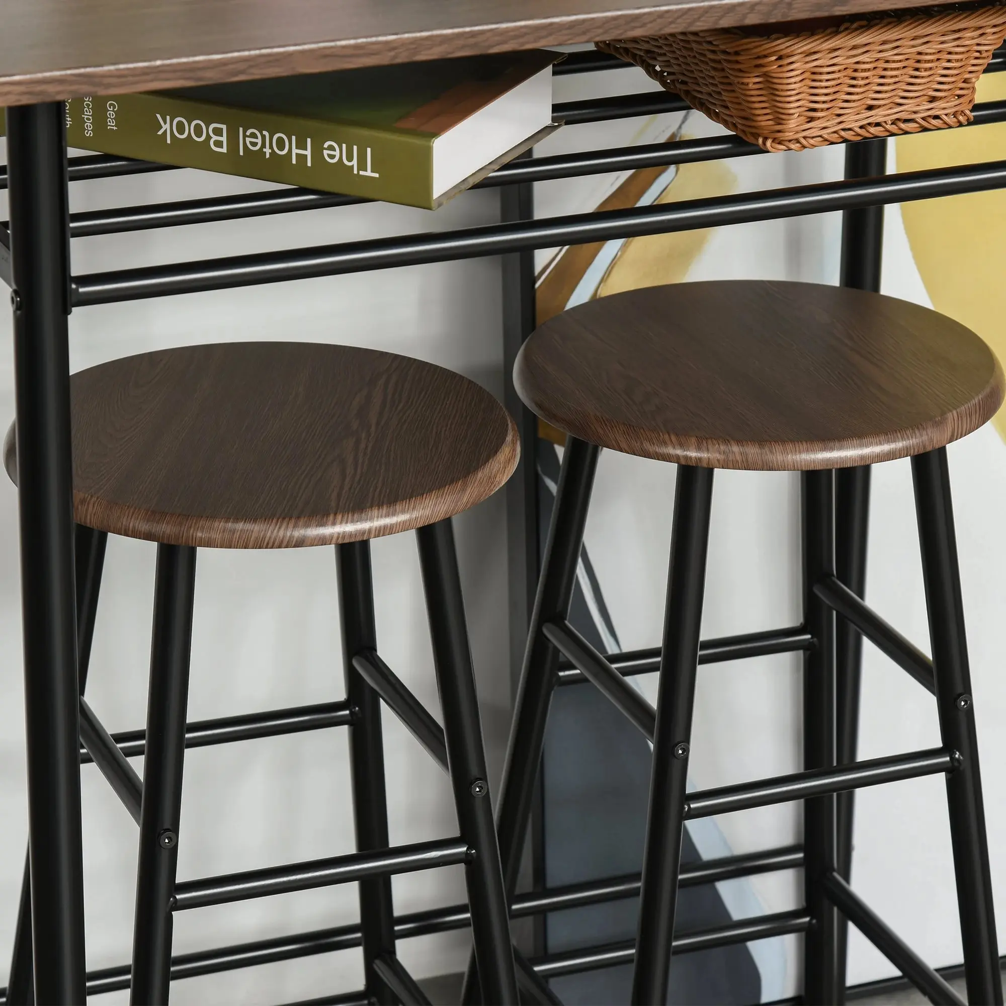 Set mobilier de bar Homcom 835-297BK (Black/Oak) - 5