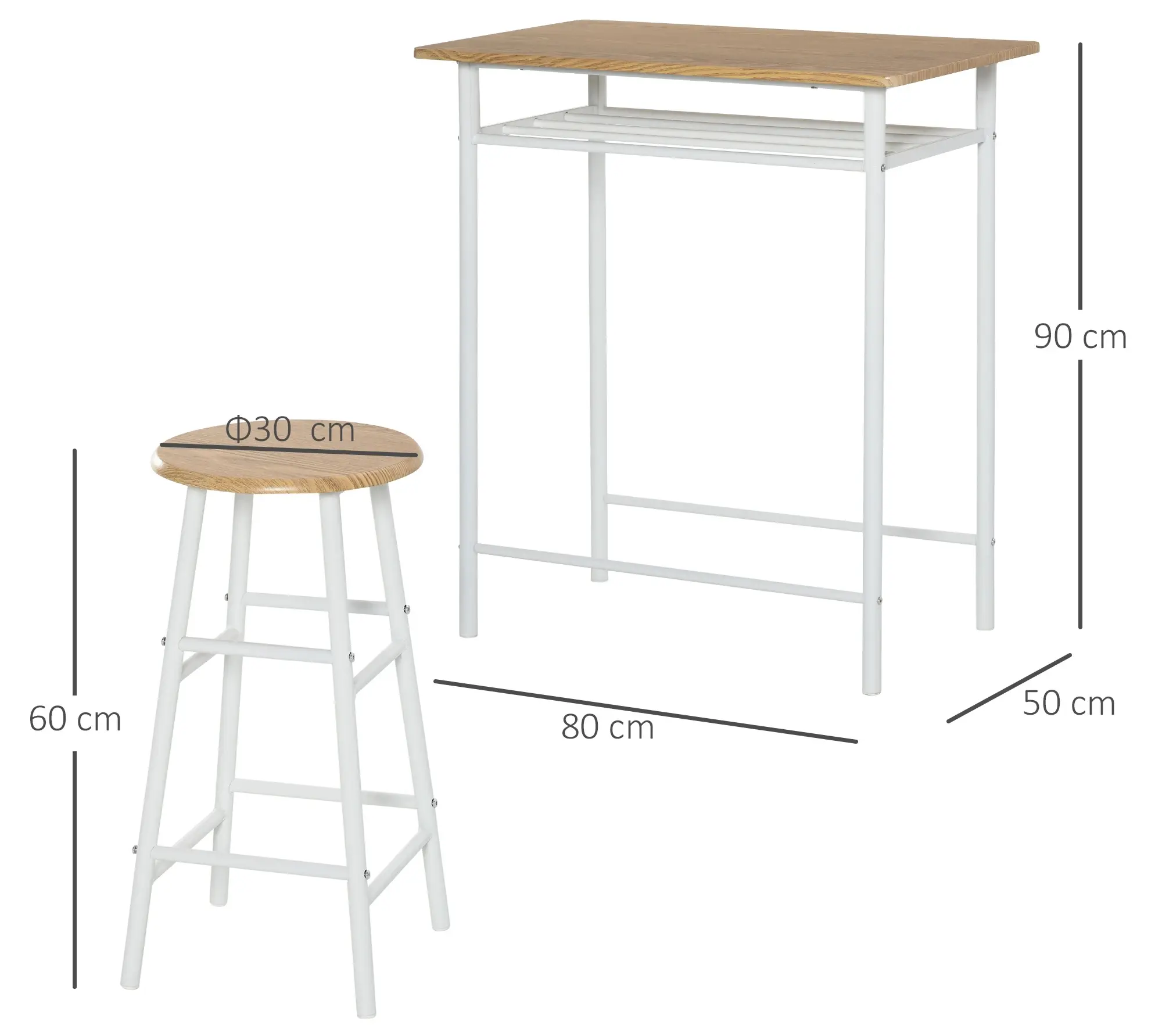 Set mobilier de bar Homcom 835-297WT (White) - 3