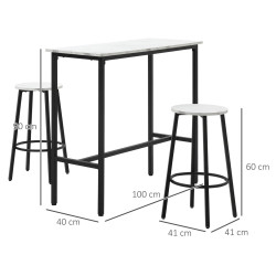 Set mobilier de bar Homcom 835-943V01WT (White/Black) Thumb