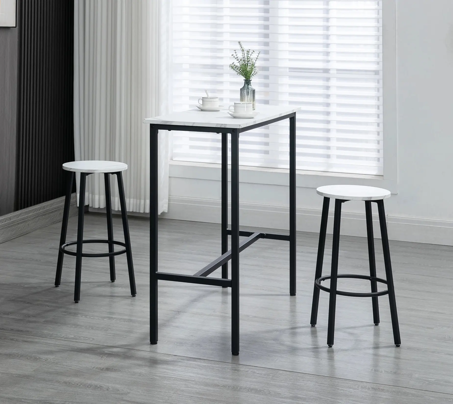 Set mobilier de bar Homcom 835-943V01WT (White/Black) - 7