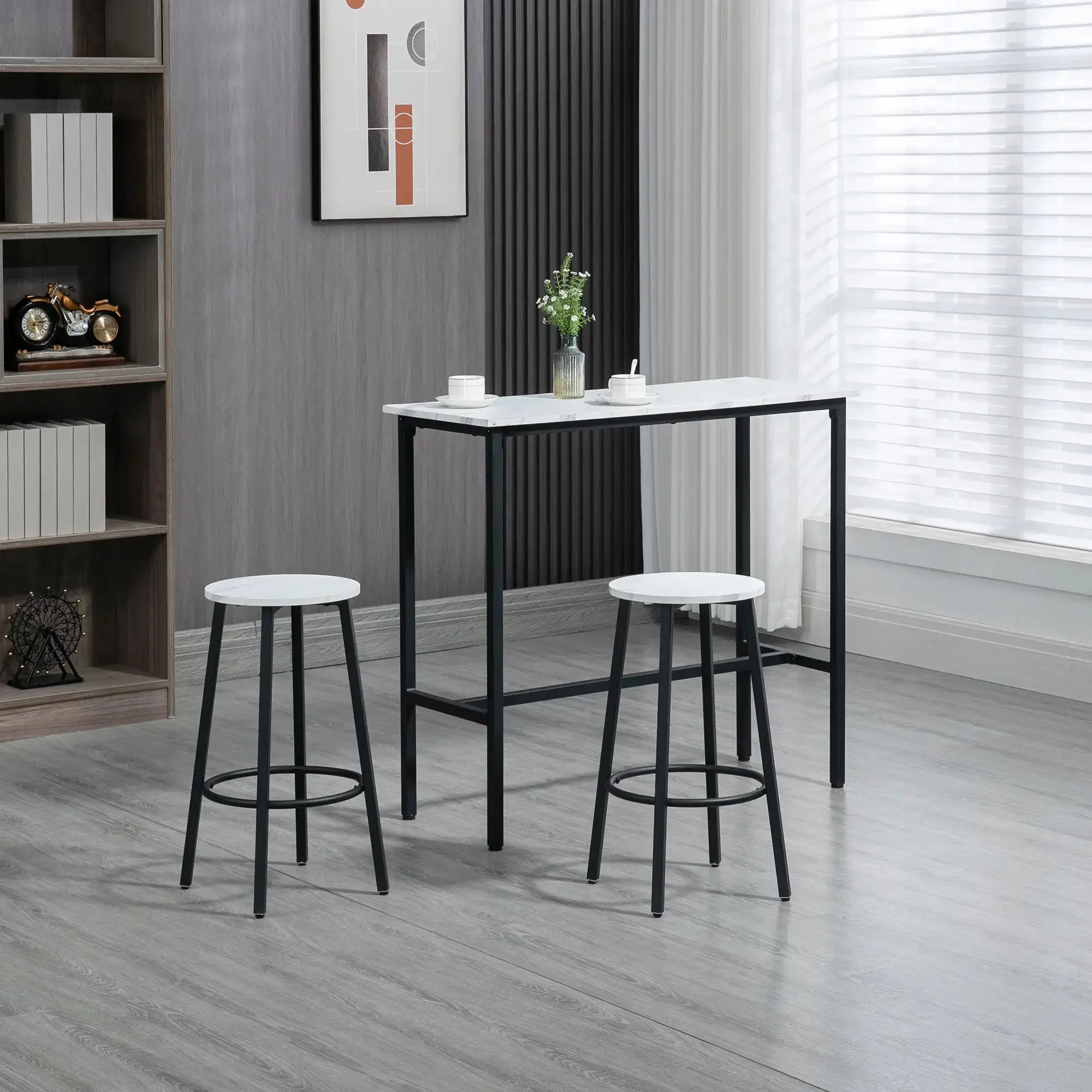 Set mobilier de bar Homcom 835-943V01WT (White/Black) - 8
